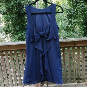Everly Navy Blue Sheath Mini Dress Plain Front & Flowing Bow in Back~Sublime!SzS
